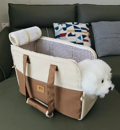 Pet Car Seat Portable Cat Bag Going Out Dog Bag Breathable Pet Satchel One Shoulder Crossbody Canvas Backpack