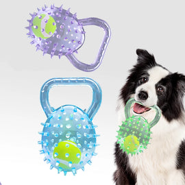 Pet dog toy with tennis ball and Soft Thorn, made of soft rubber, suitable for large, medium and small dogs.