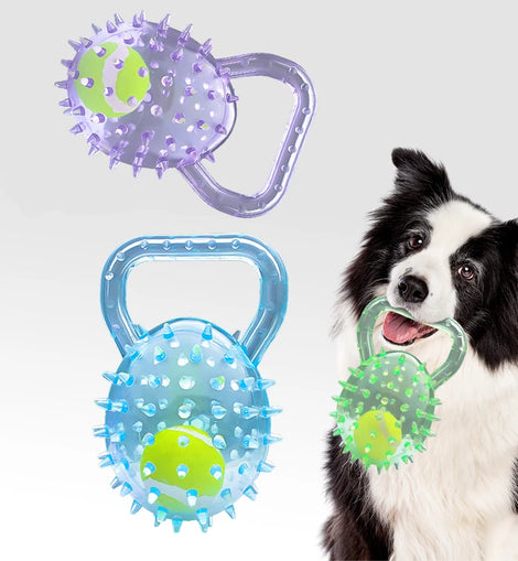 Pet dog toy with tennis ball and Soft Thorn, made of soft rubber, suitable for large, medium and small dogs.
