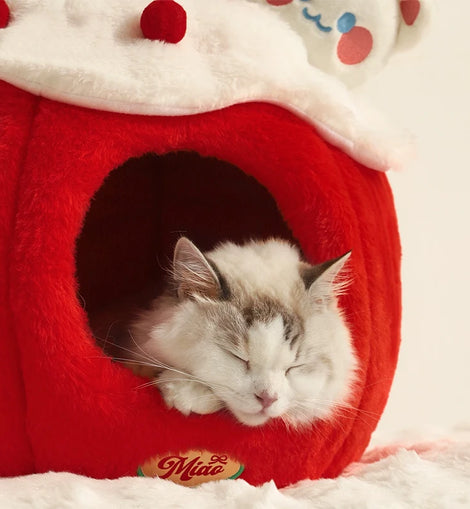 HOOPET Warm Cat House for Winter, Enclosed Kitty Tent with Large Space, Four-Season Safe & Cozy Sleeper, Eco-Friendly Pet Bed