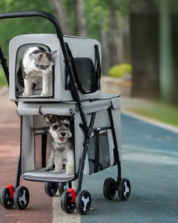 Multifunctional Double-layer Pet Stroller Lightweight and Foldable Travel cat Stroller Detachable Pet Handbag Pet Supplies
