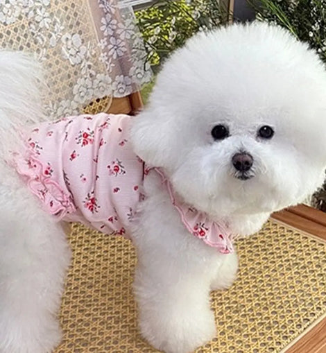 Pet Costumes Summer Thin Pet Floral Dress Sleeveless Breathable Dog Skirt Comfortable Dog Pullover Pet Supplies