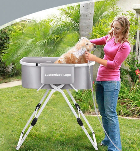 Household Foldable Dog and Cat Bath Basin Adjustable Height Pet Bath Tub Available Indoors and Outdoors Portable Dog Bath