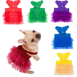 Photo Props Soft Dog Lace Dress Comfortable Breathable Dog Princess Dress with Bowknot Pet Dress