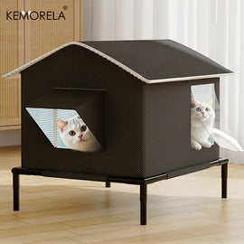 KEMORELA Elevated Pet House-Bed with Cooling Pads, Moisture-Proof Design for Indoor/Outdoor Use, Fits Small/Medium Pets