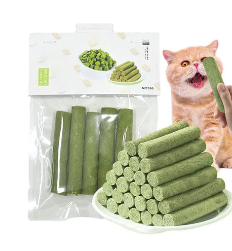 5Pcs Cat Grass Sticks Pet Edible Snacks Teeth Grinding Stick Cat Mild Cleaning Teething Sticks Hairball Removal Teeth Cleaning