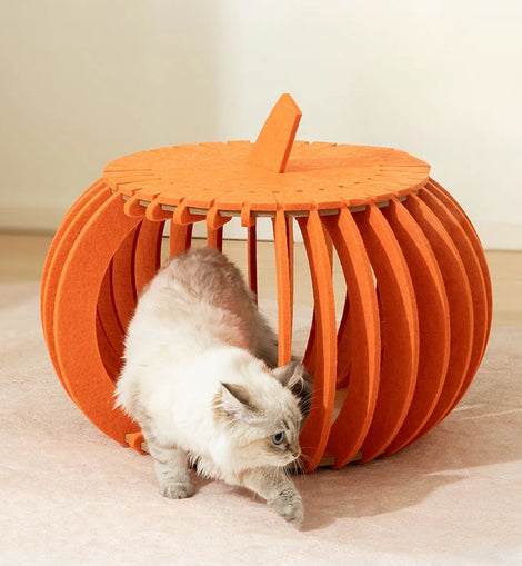 Pumpkin House Felt Cat Nest Fresh and Breathable Cat Bed Semi-enclosed Summer Pet Nest Practical Pet Furniture cat bed