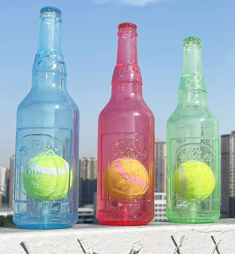 Pet Dog Toys Potable Anti-stress Pet Toys Plastic Water Bottle Crunchy Toys with Ball For Indoor Outdoor For Cat Kittens