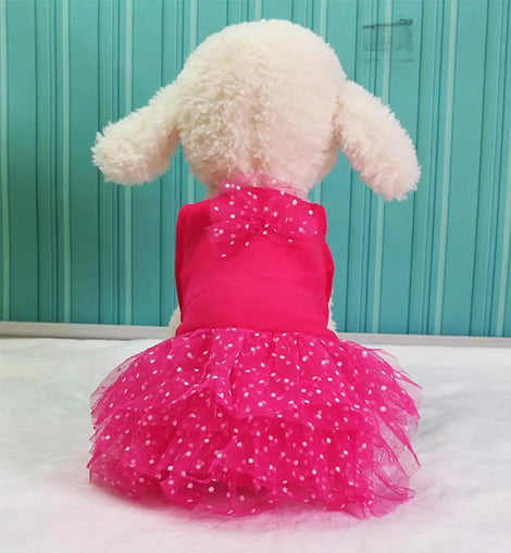 Dog Dresses Bow-knot Design Lace Multiple Layer Puppy Skirt Buttons Sleeveless Eye-catching Dogs Princess Dress Pet Clothes