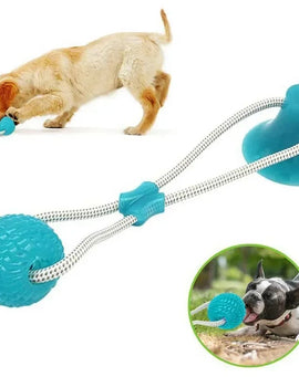 Pet Toys for Small Dogs, Rubber Dog Toy, Dog Push Toy with TPR Ball, Pet Tooth Cleaning Chewing Toy with Suction Cup