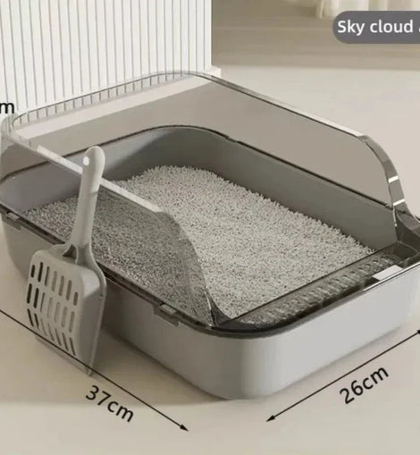 Kitty Sandbox Cat Litter Box Semi-enclosed Splashproof Cat Tray Cat Toilet Cleaning Basin Supplies Pet Toilet Kitten Tray Bedpan