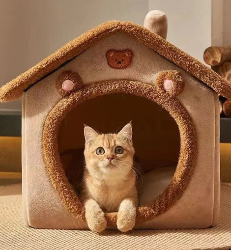 Foldable Pet House Removable Washable Cat House Puppy Cave Sofa Pet Bed House for Extra Small Dogs and Small and Medium Cats