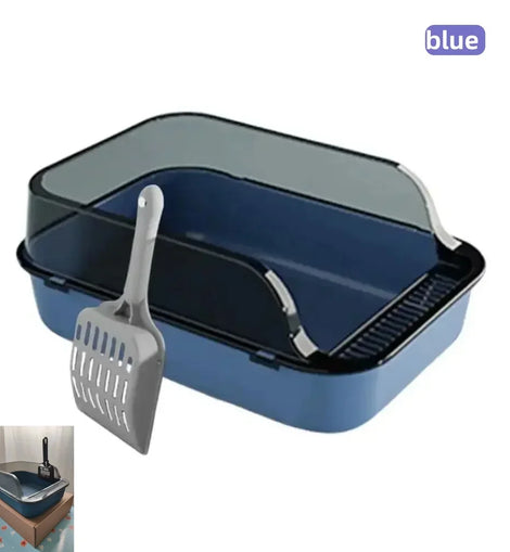 Cat Litter Box Set Large Fence Semi Enclosed Cat Litter Box Thickened Cat Toilet with Cat Litter Scoop Pet Supplies Cat Litter