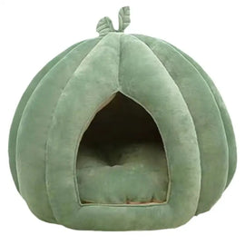 Enclosed Cat Nest Winter Warm Cat Bed Pumpkin Shape Pet Sleeping House for Cats Comfortable Washable Cat Sleeping Bed Pet Supply