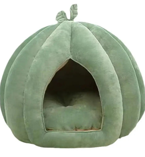 Enclosed Cat Nest Winter Warm Cat Bed Pumpkin Shape Pet Sleeping House for Cats Comfortable Washable Cat Sleeping Bed Pet Supply