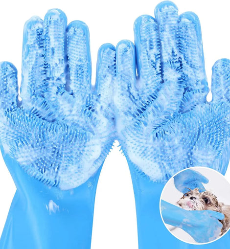 Pet Grooming Bathing Gloves Dog Cat Bathing Shampoo Scrubber Magic Massaging Cleaning Cleanner Sponge Silicon Hair Removal Glove