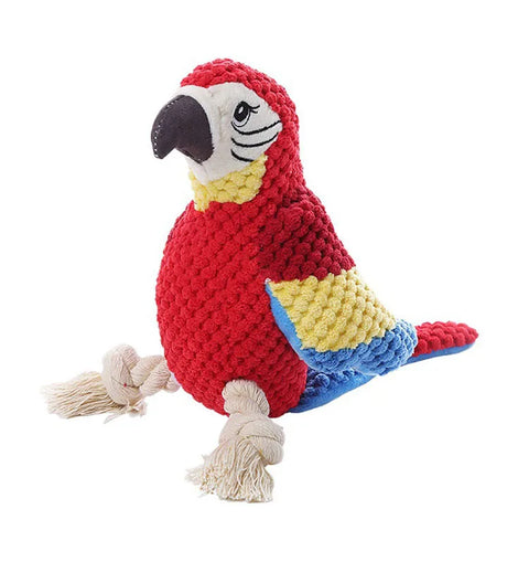 Plush Dog Toys Interactive Squeaky Durable Stuffed Cotton Rope Pet Puppy Toys Teeth Cleaning Embroidery Parrot Pet Supplies