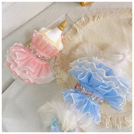 Pet Mesh Princess Dress Yorkshire Dress Lace Camisole Puffy Skirt Dog Vest Dog Dresses for Small Dogs Puppy Clothes