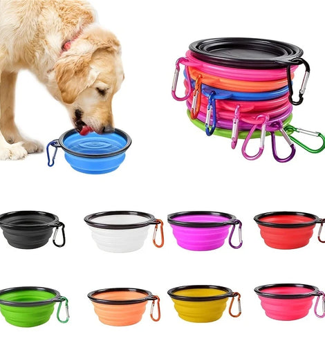 Portable Pet Food Bowl  Durable TPR Bowl  Cat and Dog Food Pet Silicone Collapsible Bowl Portable Travel Outdoor Water Food Bowl