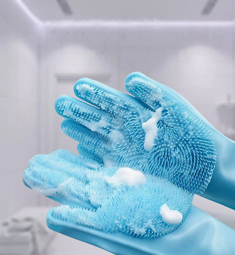 Pet Grooming Cleaning Gloves Dog Cat Bathing Shampoo Glove Scrubber Magic Dishwashing Cleanner Sponge Silicon Hair Removal Glove