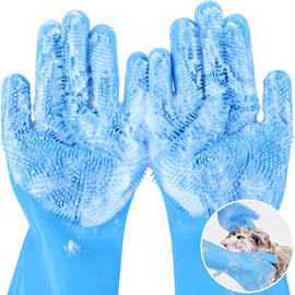 Pet Grooming Gloves Dog Cat Bathing Cleaning Glove Shampoo Scrubber Clean Soft Silicone Hair Removal Glove Hand Skin Protection