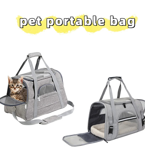 1 Foldable Pet Tote Bag - Portable, Breathable, Large Capacity, Handheld/Horizontal/Car Seat, Suitable for Cats and Puppies, Ful