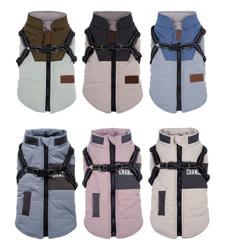 Pet Dog Jacket With Harness Winter Dog Clothes For Small Large Dogs Warm Waterproof Pet Coat Chihuahua Clothing Puppy Costumes