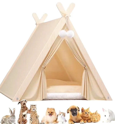 Pet Tent House Foldable and Removable Portable Comfortable and Breathable Cat House Stable Dog House with Thick Pad Pet Supplies