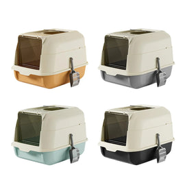 Cat Litter Box with Lid Front Entry Top Exit Fully Enclosed Hooded Large Cat Potty Cat Toilet Kitty Litter Pan for Growing Cats