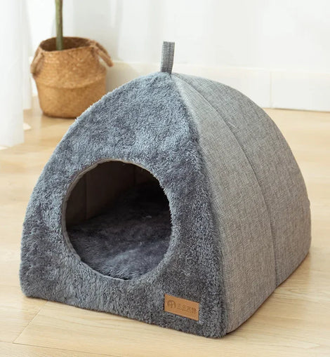 Cat Bed Pet Kennel Kitten House Semi-enclosed Sleeping Cats Cave Bed Plush Foldable Small Dogs Tent Stuff