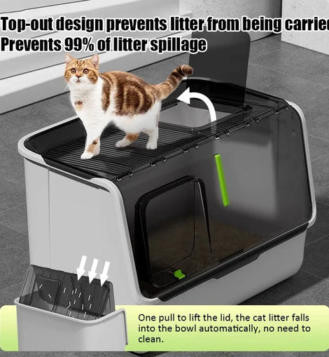 New Top-entry Cat Litter Box Tray Kitten Extra Large Fully Enclosed Anti-splash Mat Anti-smell Cats Litter Box Pet Products
