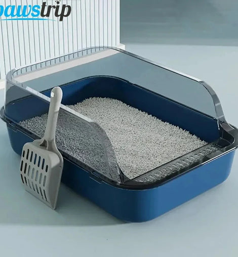 Cat Litter Box with Cat Litter Spatula Semi-enclosed Sandbox for Cats Rabbit Small Animals Cat Tray Kittens Litter Bedpans