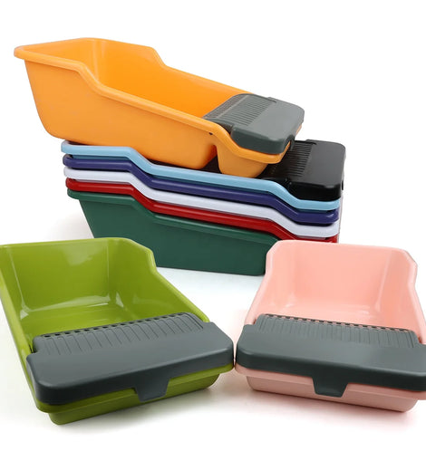 Cat Litter Box, Large Semi-enclosed Cat Toilet, Plastic Large Space, High Fence Cat Litter Box, Pet Supplies