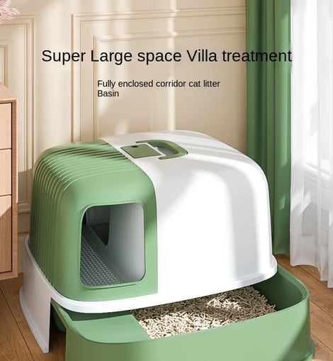 Cat Litter Box Fully Enclosed Oversized Hallway Supply Tray Oversized Long Aisle Drawer Pet Toilet Furniture Supplies