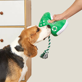 Pet Giggle Plush Toy Dog Game Handle Bite Resistant Sounding Plush Toy Puppy Teething Supplies Tug-of-war Rope Toys for Kitty