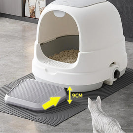 Litter Box Step Cat Litter Catcher Ramp Box Double Layer Elevated Tray with Filter Function Non-Slip Trapper Easy Cleaning