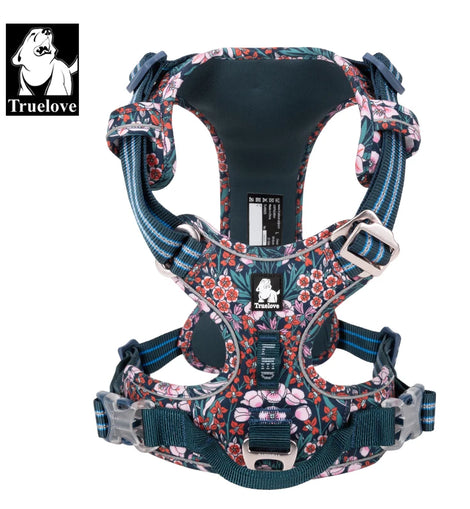 Truelove Pet Dog Harness Floral No Pull Cotton Fabric Breathable and Reflective Soft for Big Medium Small Adjustable VestTLH5655