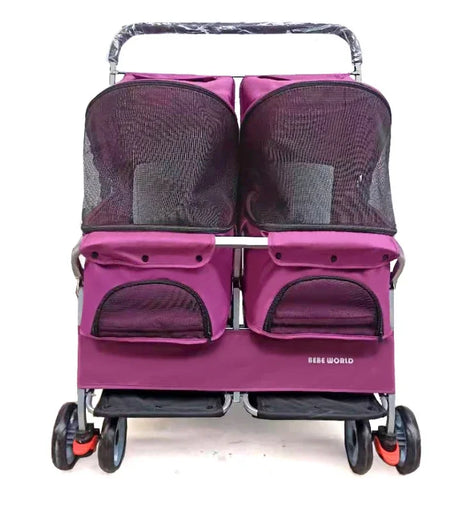 Multifunctional pet car Ultra-light two-seater pet buggy Detachable and washable trolley Universal pet car for cats and dogs